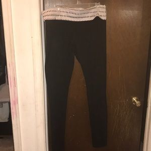 Black leggings with pattern fold over